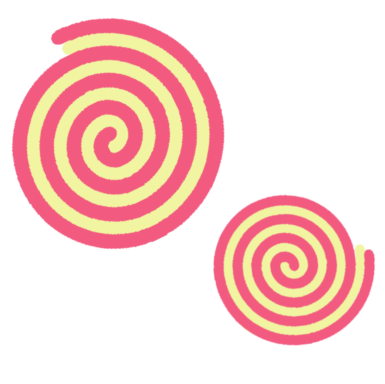 two pink and yellow spirals